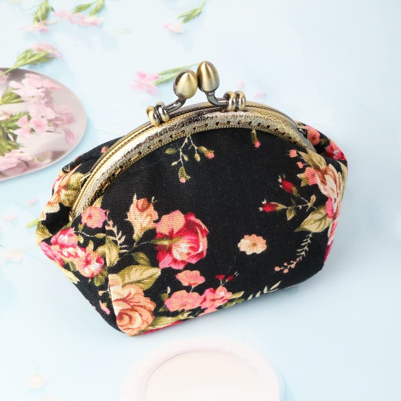 Oyachic Floral Coin Purse,Cute Flower Change Purse,Vintage Wallet with Clasp,Coin Holder Pouch for Woman Girls - Image 3